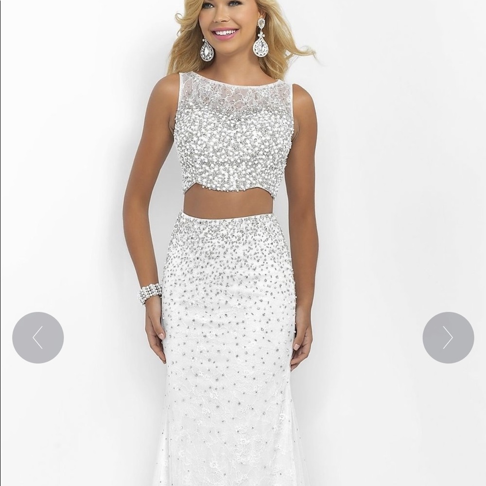 Blush two piece white beaded prom dress 11066